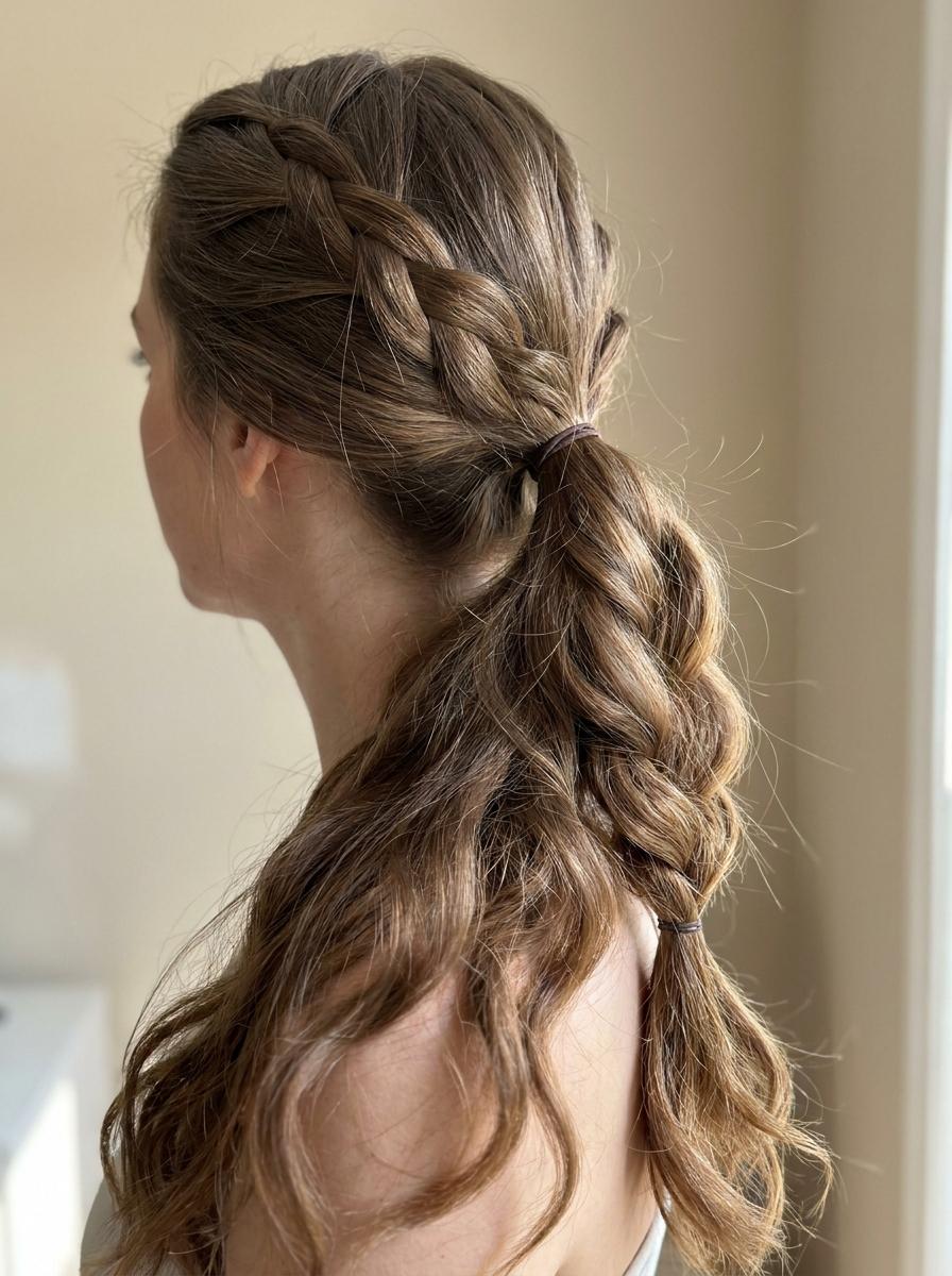 Geflochtener Pferdeschwanz - schöne Frisur für lange Haare